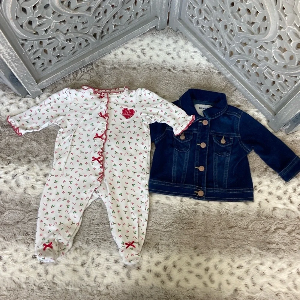 Old Navy My First Christmas set baby girls 6 months holiday party candy cane